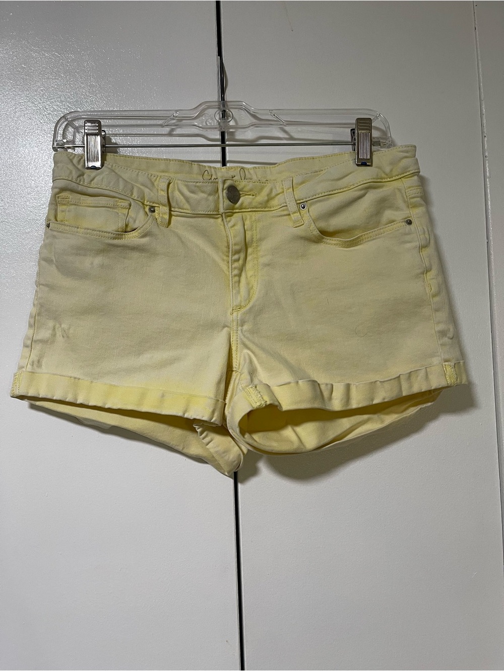 Chip & Pepper Light Yellow Denim Roll-Cuff Shorts 2.5” Inseam
